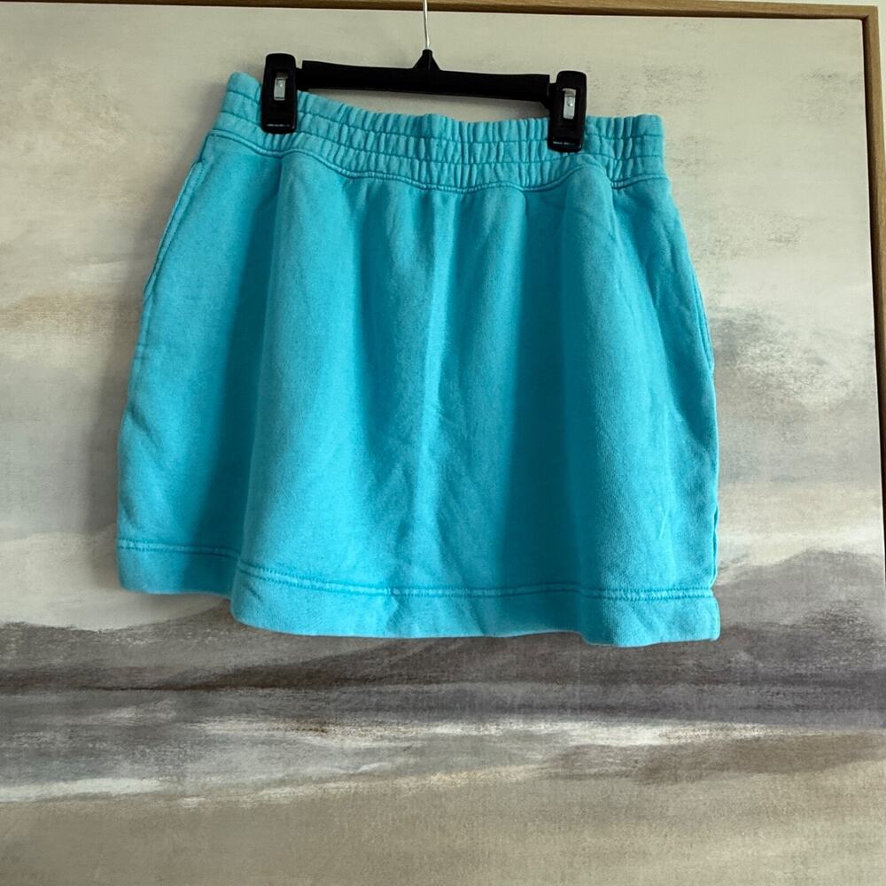Aerie Mini Skirt Cotton Teal Blue Elastic Waist - Small